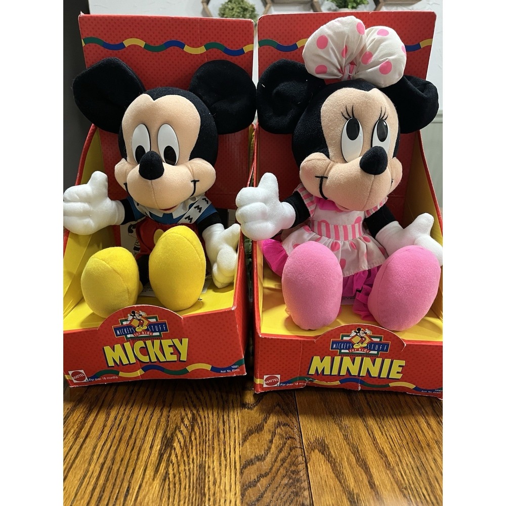 Vintage 90s Arcotoys Mattel Disney Mickey‎ and Minnie Mouse Stuffed Plush Doll